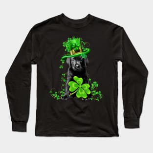 Labrador Pup Leprechaun Lucky Shamrock St Patrick's Day Long Sleeve T-Shirt